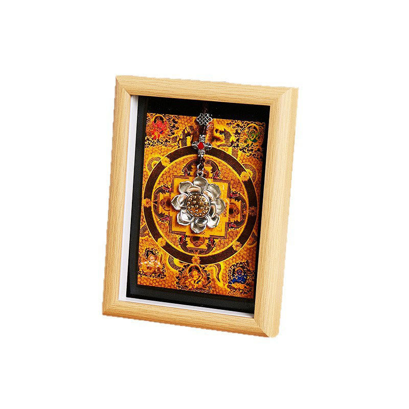 Marco de fotos Thangka con lingotes dorados de loto y Buddha Stones, adorno para decoración del hogar - image 5