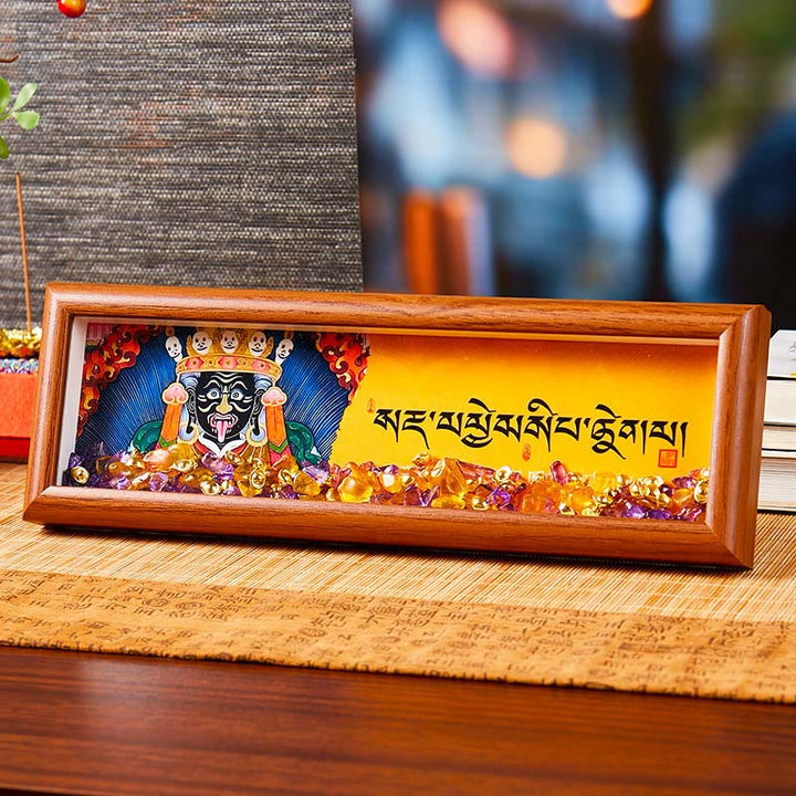 Buddha Stones Om Mani Padme Hum Buda lingote dorado Thangka marco de fotos ornamento decoración del hogar - Estilo 1 - Tablero de fibra de densidad media (9 x 30 x 4 cm) - image 0