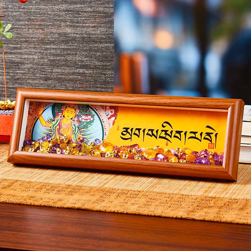 Buddha Stones Om Mani Padme Hum Buda lingote dorado Thangka marco de fotos ornamento decoración del hogar - Estilo4 - Tablero de fibra de densidad media (9 x 30 x 4 cm) - image 9
