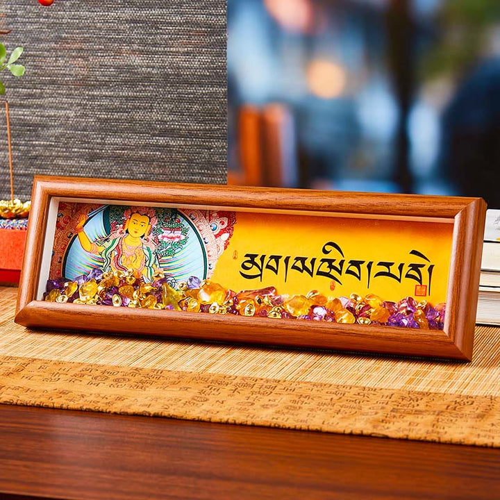 Buddha Stones Om Mani Padme Hum Buda lingote dorado Thangka marco de fotos ornamento decoración del hogar - Estilo4 - Tablero de fibra de densidad media (9 x 30 x 4 cm) - image 9