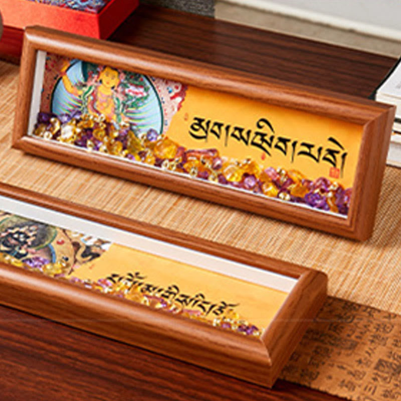 Buddha Stones Om Mani Padme Hum Buda lingote dorado Thangka marco de fotos ornamento decoración del hogar - image 12