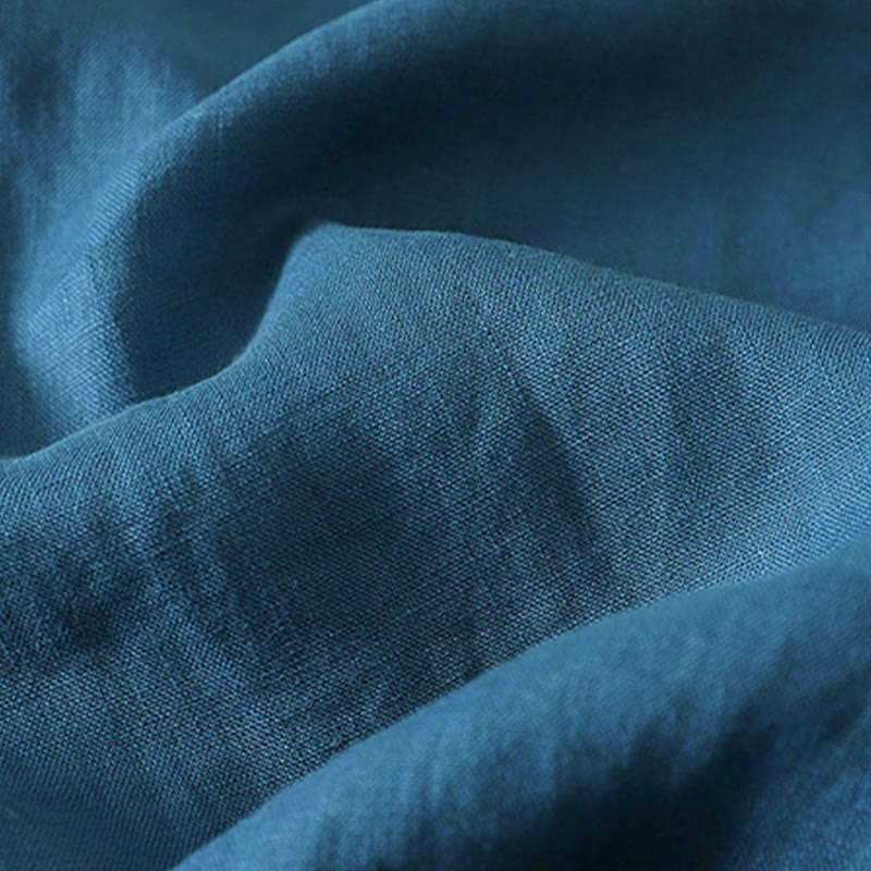 Camisa de algodón para mujer con cuello alto, manga tres cuartos y largo medio, color liso, con botones de rana y estampado de Buddha Stones Fall - image 16