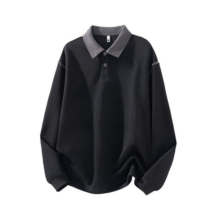 Sudadera de algodón con cuello polo y botones para hombre con estampado de Buddha Stones Fall - Negro - US/UK/AU44, EU54 (4XL) - image 5