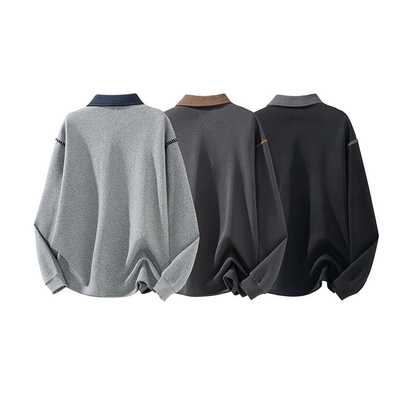 Sudadera de algodón con cuello polo y botones para hombre con estampado de Buddha Stones Fall - image 13