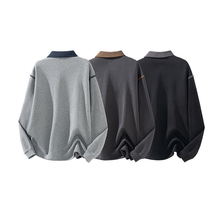 Sudadera de algodón con cuello polo y botones para hombre con estampado de Buddha Stones Fall - image 13