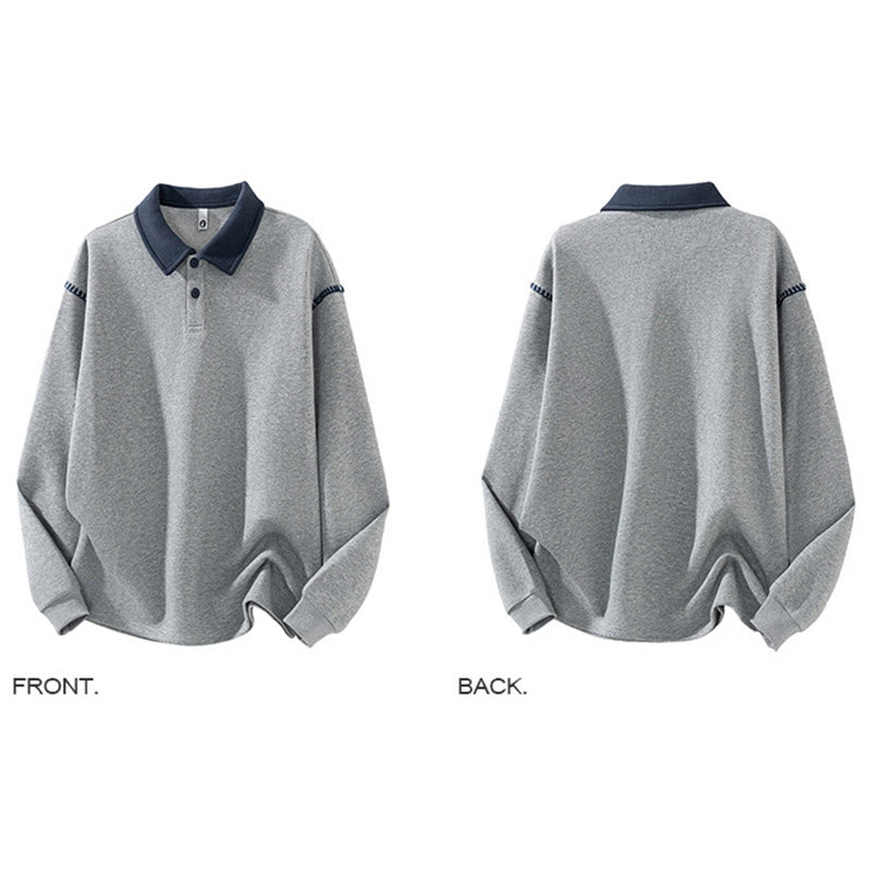 Sudadera de algodón con cuello polo y botones para hombre con estampado de Buddha Stones Fall - image 2
