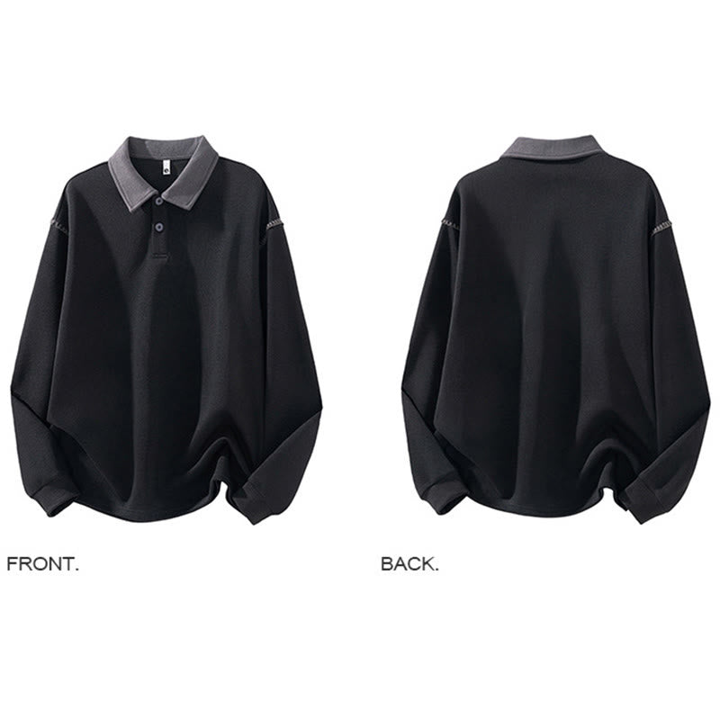 Sudadera de algodón con cuello polo y botones para hombre con estampado de Buddha Stones Fall - image 6