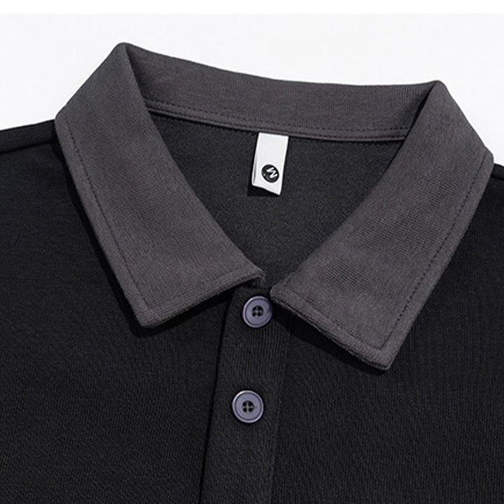 Sudadera de algodón con cuello polo y botones para hombre con estampado de Buddha Stones Fall - image 7