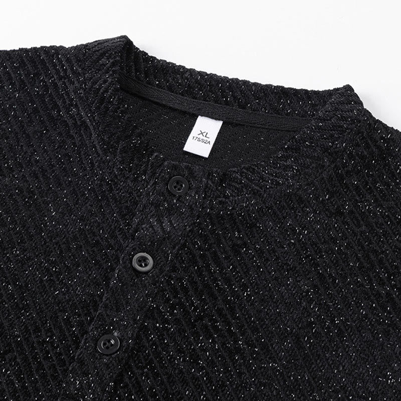 Sudadera con cuello redondo y botones a rayas para hombre con estampado de Buddha Stones Fall - image 5