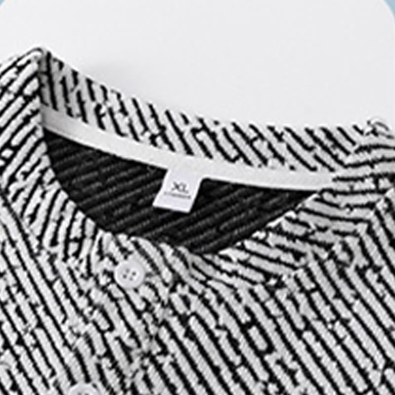 Sudadera con cuello redondo y botones a rayas para hombre con estampado de Buddha Stones Fall - image 12