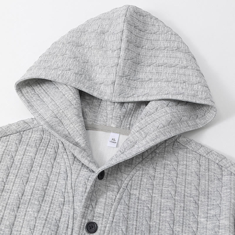 Sudadera con capucha de manga larga para hombre con diseño retorcido y botones de Buddha Stones para otoño e invierno - image 2