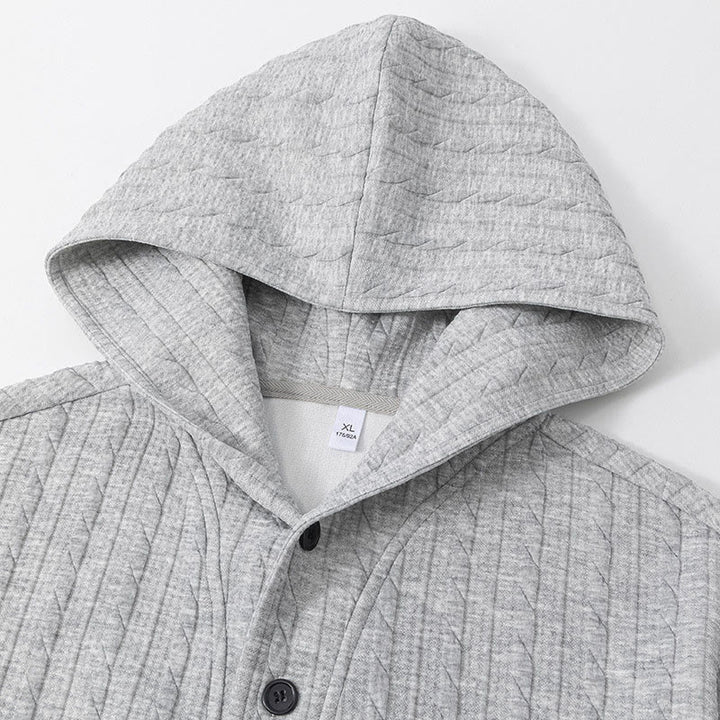 Sudadera con capucha de manga larga para hombre con diseño retorcido y botones de Buddha Stones para otoño e invierno - image 2