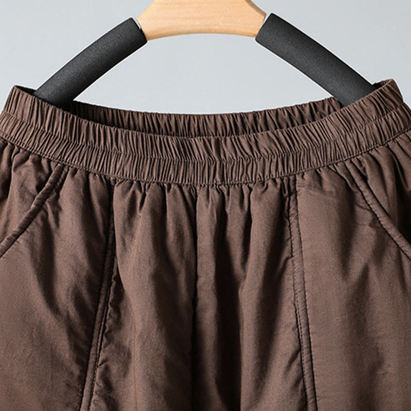 Pantalones harén de algodón térmicos con cintura elástica de invierno para mujer, de Buddha Stones, con bolsillos, de largo 7-8 - image 3