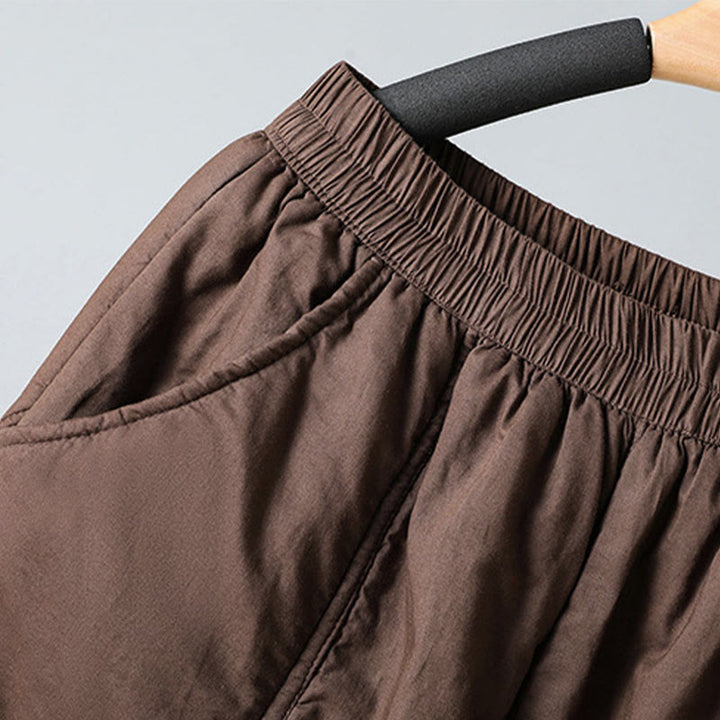 Pantalones harén de algodón térmicos con cintura elástica de invierno para mujer, de Buddha Stones, con bolsillos, de largo 7-8 - image 5