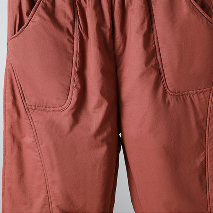 Pantalones harén de algodón térmicos con cintura elástica de invierno para mujer, de Buddha Stones, con bolsillos, de largo 7-8 - image 12
