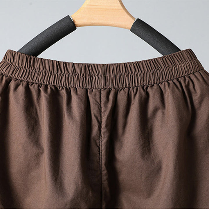 Pantalones harén de algodón térmicos con cintura elástica de invierno para mujer, de Buddha Stones, con bolsillos, de largo 7-8 - image 4