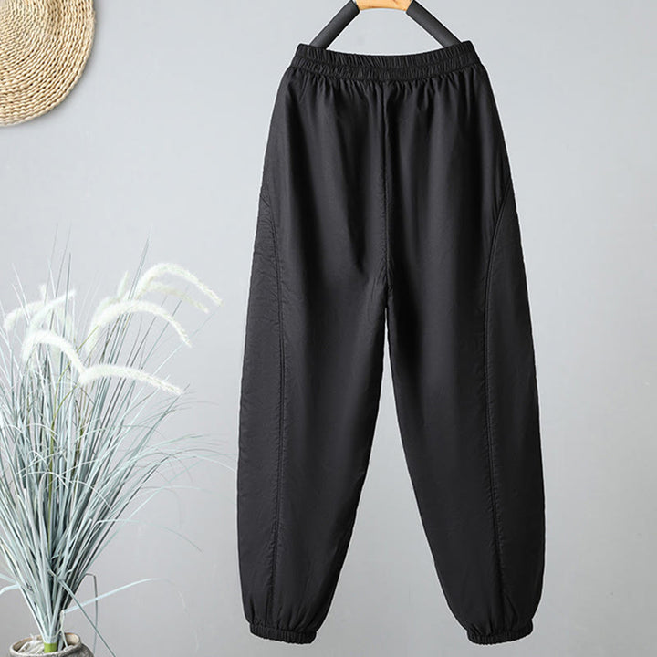 Pantalones harén de algodón térmicos con cintura elástica de invierno para mujer, de Buddha Stones, con bolsillos, de largo 7-8 - image 18