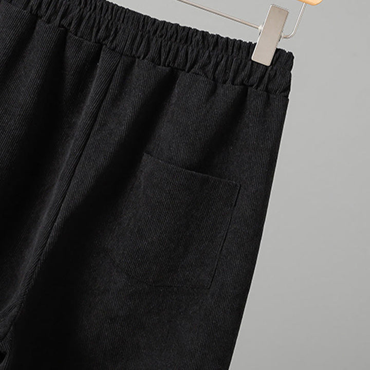 Pantalones de pana anchos hasta el tobillo para mujer con cintura elástica y diseño de patchwork a Buddha Stones - image 14