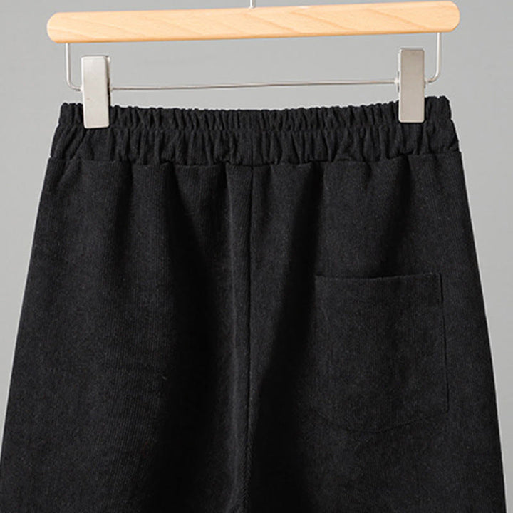 Pantalones de pana anchos hasta el tobillo para mujer con cintura elástica y diseño de patchwork a Buddha Stones - image 12