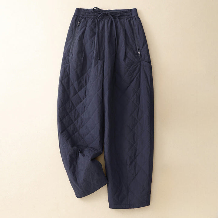 Pantalones térmicos de algodón con cordón ajustable y cintura elástica para mujer, con bolsillos con cremallera, Buddha Stones Winter Lines - Azul acero - US8-10，UK/AU12-14，EU40-42 (2XL) - image 0