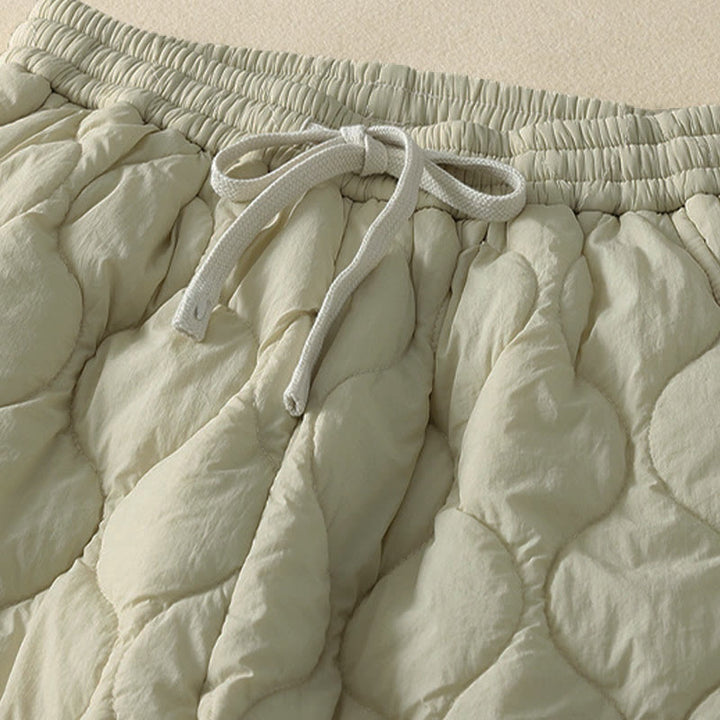 Pantalones térmicos de algodón a cuadros con diseño de líneas curvas de Buddha Stones para mujer, cintura elástica, cordón ajustable y bolsillos. - image 7