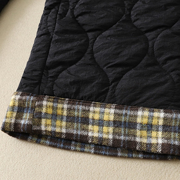 Pantalones térmicos de algodón a cuadros con diseño de líneas curvas de Buddha Stones para mujer, cintura elástica, cordón ajustable y bolsillos. - image 3