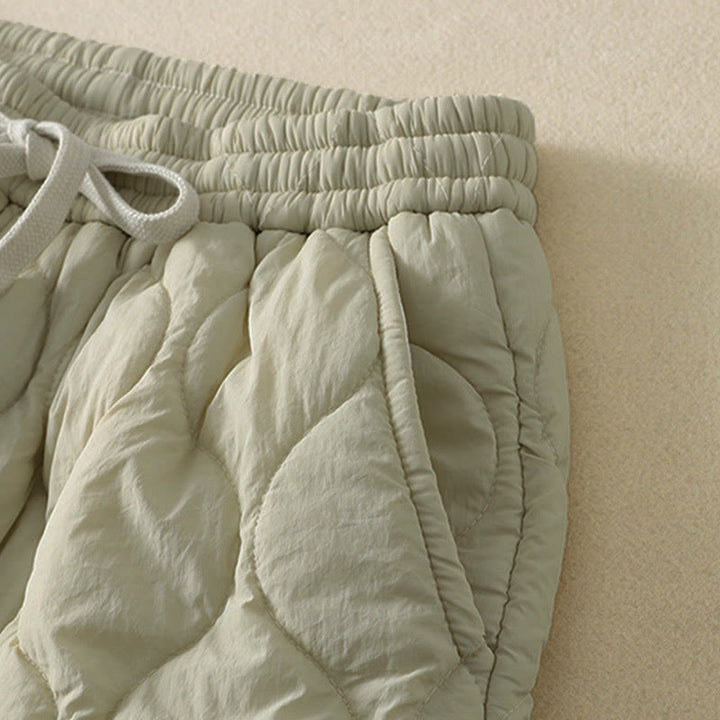 Pantalones térmicos de algodón a cuadros con diseño de líneas curvas de Buddha Stones para mujer, cintura elástica, cordón ajustable y bolsillos. - image 8