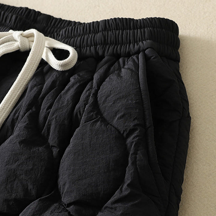 Pantalones térmicos de algodón a cuadros con diseño de líneas curvas de Buddha Stones para mujer, cintura elástica, cordón ajustable y bolsillos. - image 2