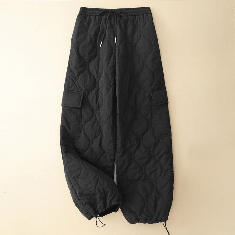 Pantalones térmicos de algodón con cordón y cintura elástica para mujer, con líneas curvas de Buddha Stones, de invierno, con bolsillos - Negro - US8-10，UK/AU12-14，EU40-42 (2XL) - image 11