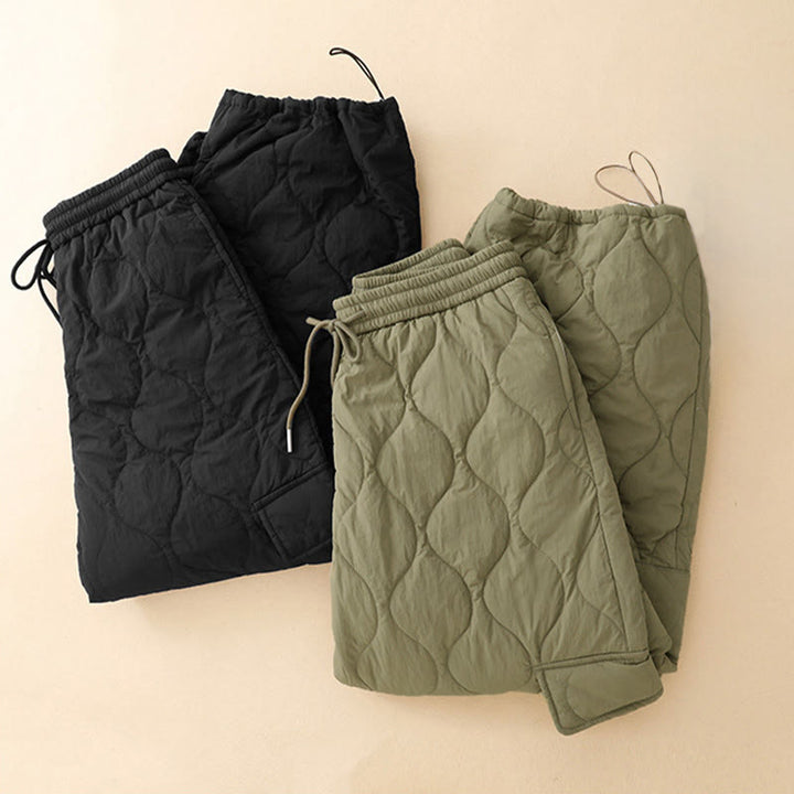 Pantalones térmicos de algodón con cordón y cintura elástica para mujer, con líneas curvas de Buddha Stones, de invierno, con bolsillos - image 18