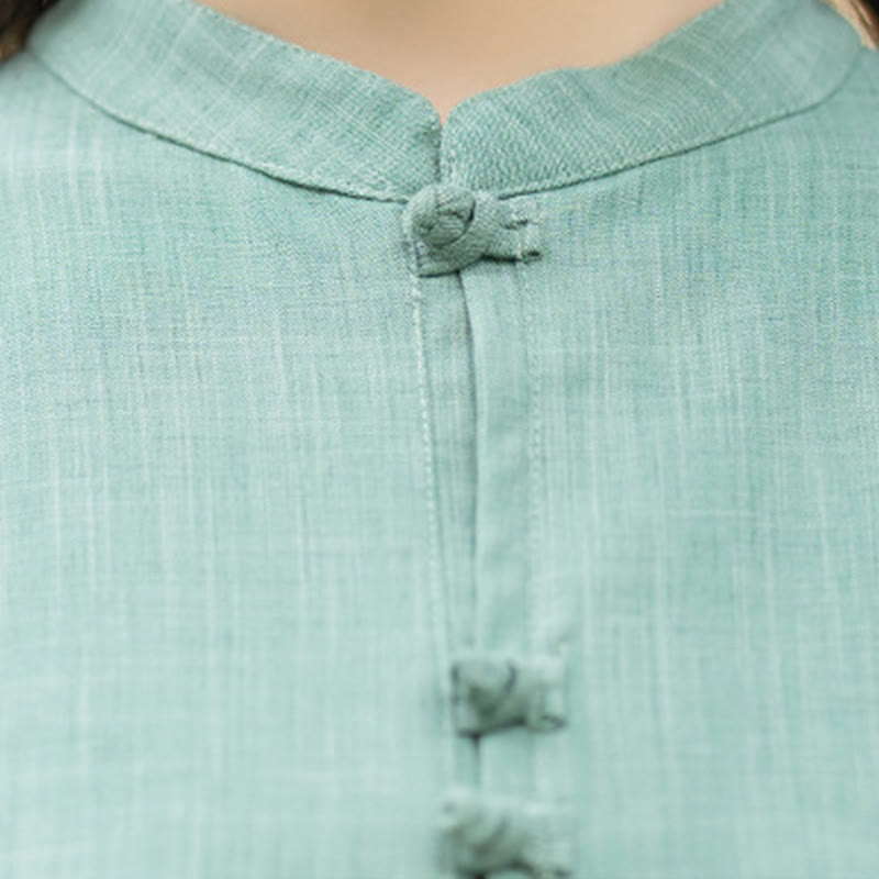 Conjunto de 2 piezas de camisa y pantalones de manga larga con botones de rana china, Buddha Stones , ropa de algodón para meditación, zen y tai chi para mujer - image 16