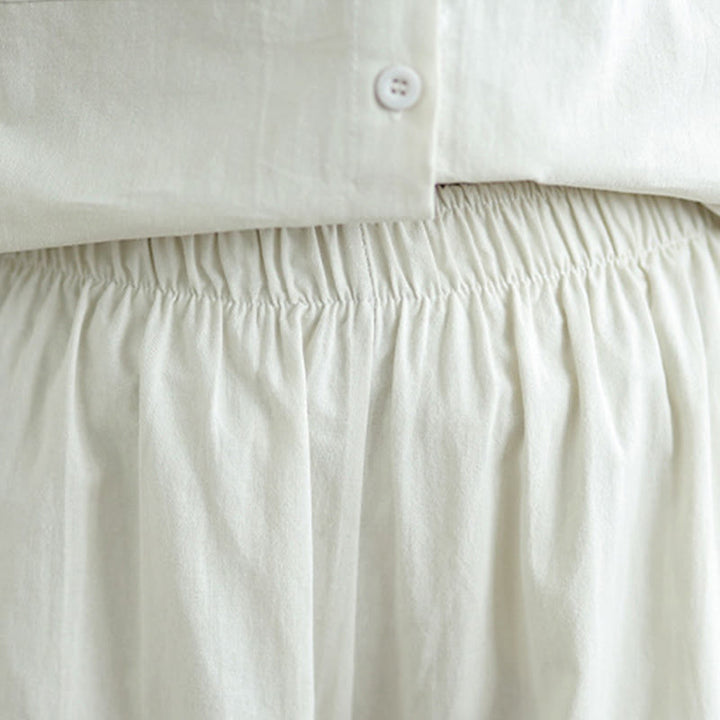 Conjunto de 2 piezas de Buddha Stones para mujer, camisa de manga larga con botones y pantalones anchos hasta los tobillos, de algodón, color liso, con bolsillos - image 9