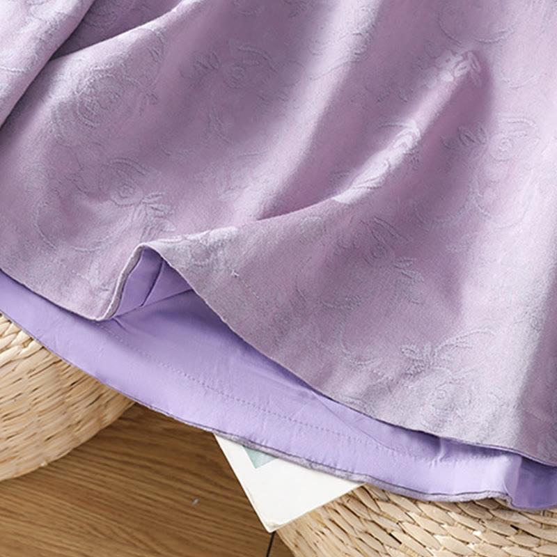 Camisa de algodón para mujer, manga larga, cuello alto, botones de rana y estampado floral de jacquard de Buddha Stones - image 13