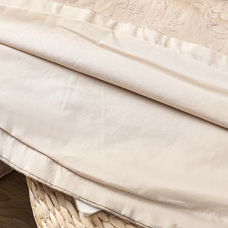 Camisa de algodón para mujer, manga larga, cuello alto, botones de rana y estampado floral de jacquard de Buddha Stones - image 23