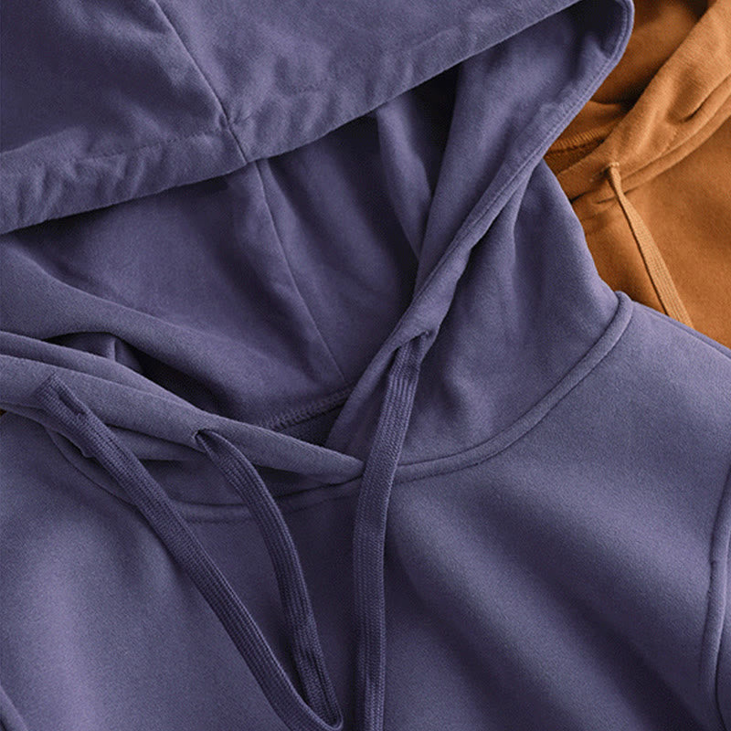 Sudadera con capucha de algodón de manga larga con forro polar de color liso para mujer con bolsillos de Buddha Stones para invierno - image 10