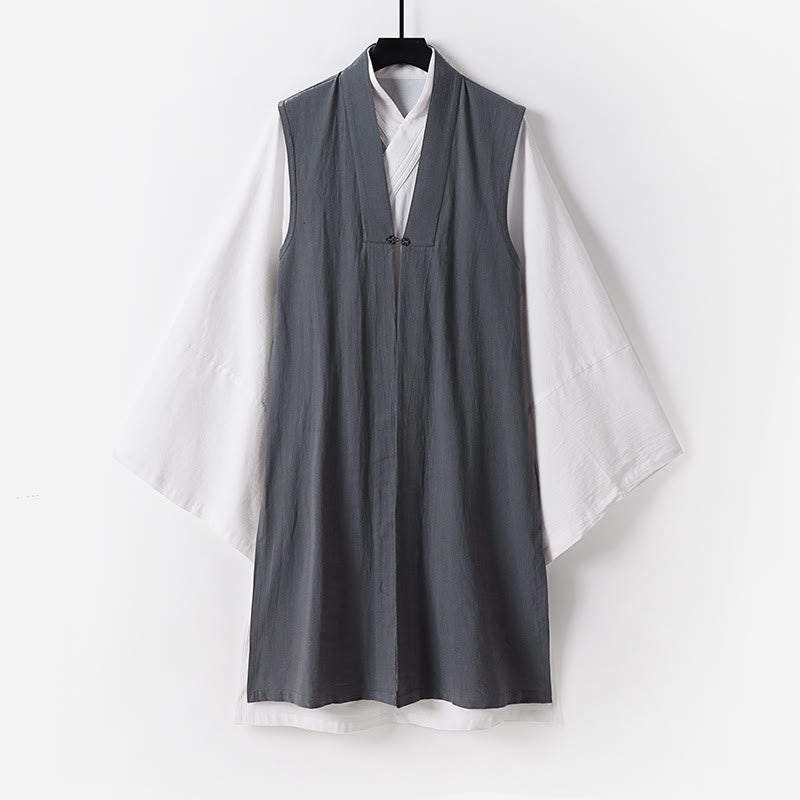 Traje de kimono sin mangas con diseño de Buddha Stones, 2 piezas, para ceremonia de Tai Chi Wudang, color sólido, de manga larga, para hombre - Gris - US/UK/AU54, EU64 (9XL) - image 10
