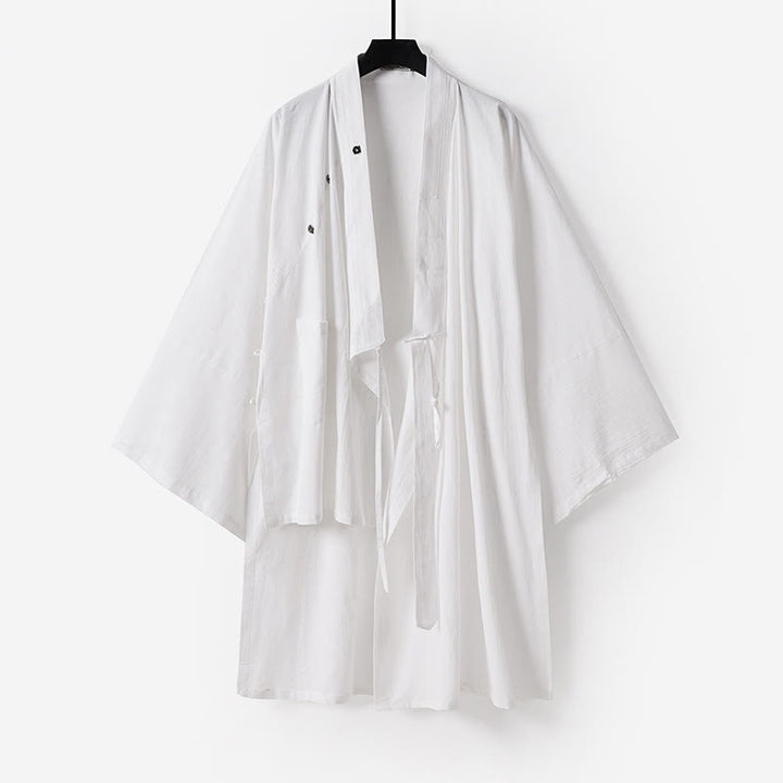 Túnica larga taoísta para hombre con mangas tres cuartos y ceremonia tradicional de Tai Chi de Wudang con Buddha Stones - Blanco - US/UK/AU54, EU64 (9XL) - image 1