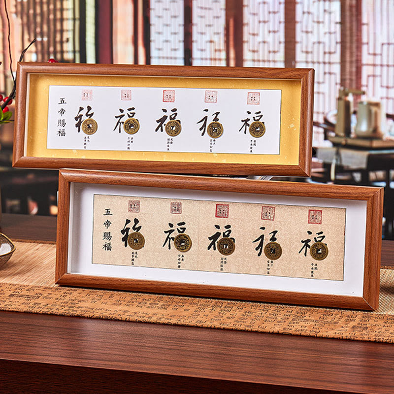 Marco de fotos con Buddha Stones , personaje Fu, monedas de los Cinco Emperadores, adorno para decoración del hogar - image 15