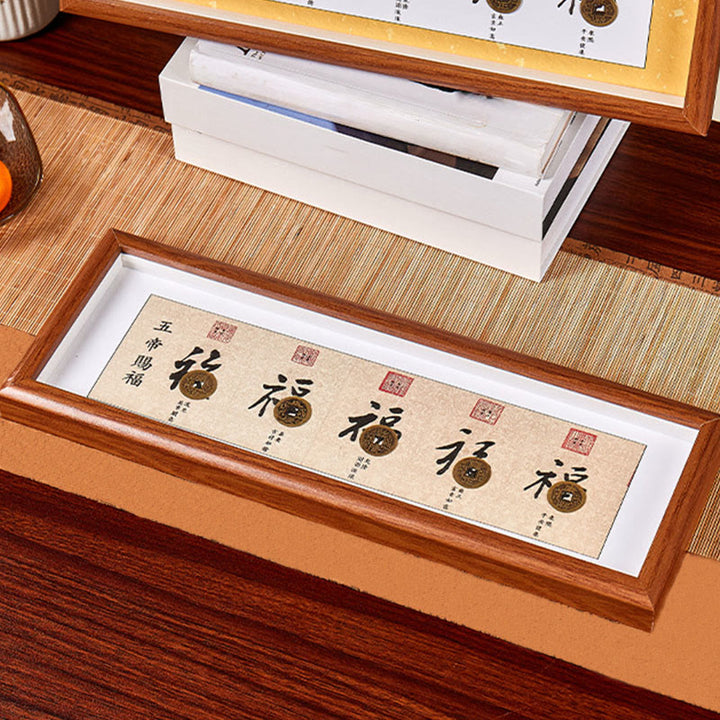 Marco de fotos con Buddha Stones , personaje Fu, monedas de los Cinco Emperadores, adorno para decoración del hogar - image 11