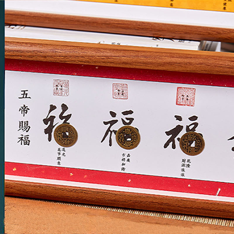 Marco de fotos con Buddha Stones , personaje Fu, monedas de los Cinco Emperadores, adorno para decoración del hogar - image 8