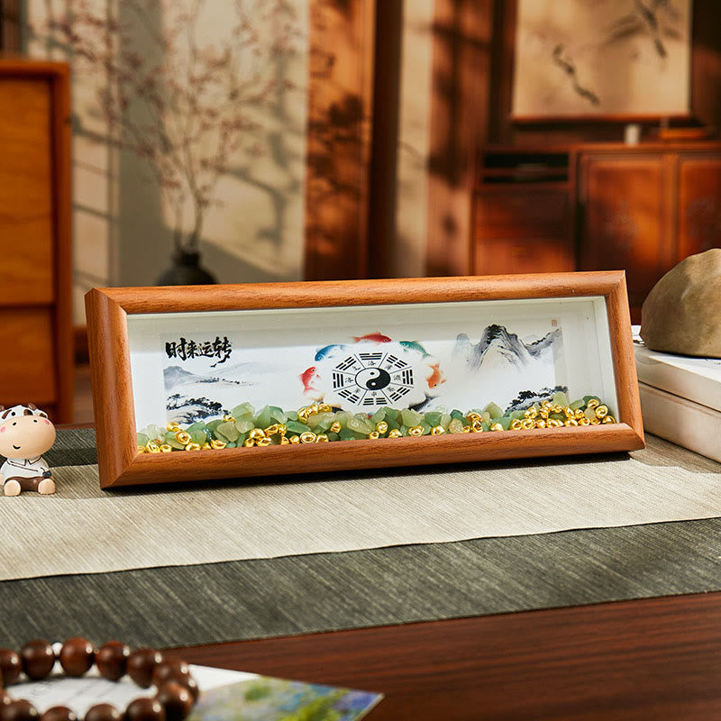 Buddha Stones, cristal verde, Bagua, pez koi, símbolo Yin Yang, lingote dorado, marco de fotos, adorno para decoración del hogar - Estilo3 - Tablero de fibra de densidad media (9 x 30 x 4 cm) - image 2