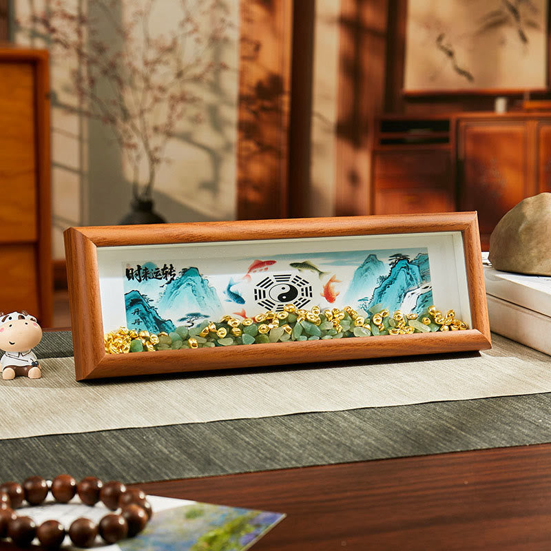 Buddha Stones, cristal verde, Bagua, pez koi, símbolo Yin Yang, lingote dorado, marco de fotos, adorno para decoración del hogar - Estilo5 - Tablero de fibra de densidad media (9 x 30 x 4 cm) - image 4