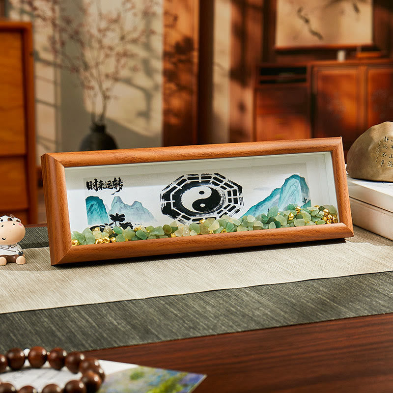 Buddha Stones, cristal verde, Bagua, pez koi, símbolo Yin Yang, lingote dorado, marco de fotos, adorno para decoración del hogar - Estilo7 - Tablero de fibra de densidad media (9 x 30 x 4 cm) - image 8
