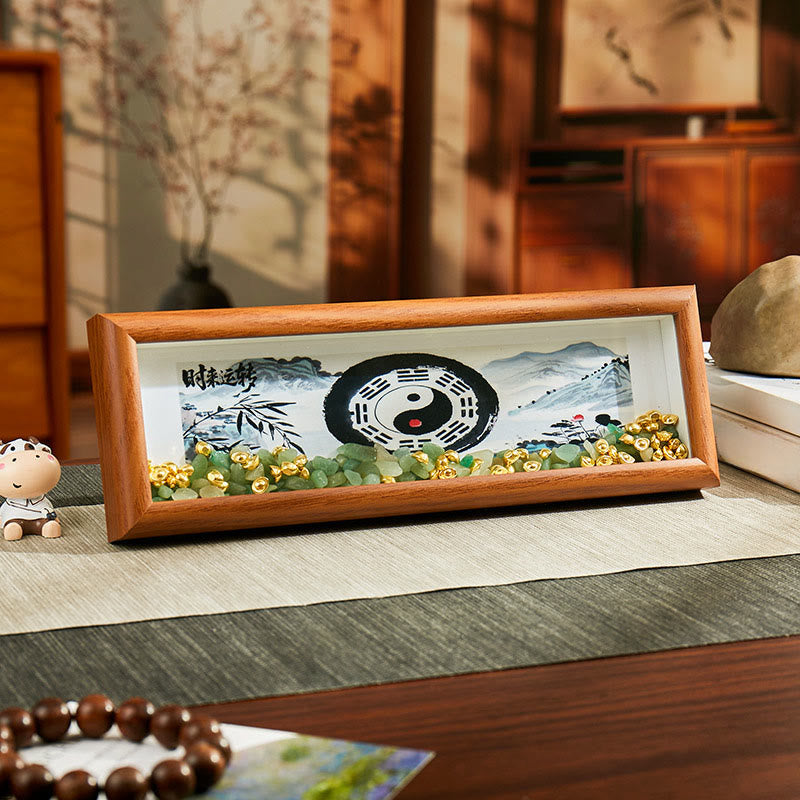 Buddha Stones, cristal verde, Bagua, pez koi, símbolo Yin Yang, lingote dorado, marco de fotos, adorno para decoración del hogar - Estilo10 - Tablero de fibra de densidad media (9 x 30 x 4 cm) - image 12