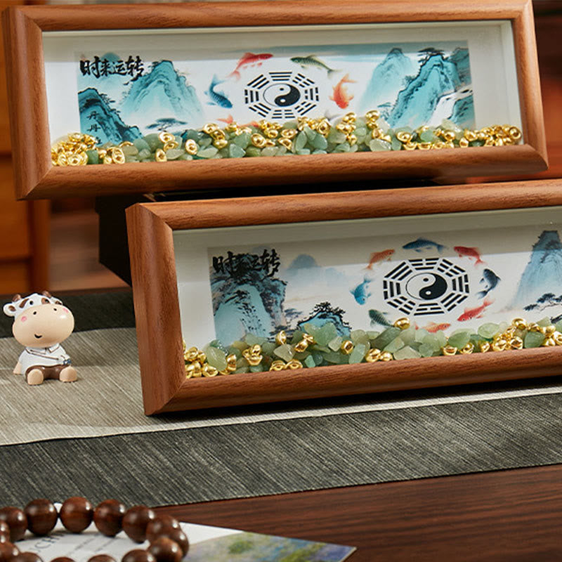 Buddha Stones, cristal verde, Bagua, pez koi, símbolo Yin Yang, lingote dorado, marco de fotos, adorno para decoración del hogar - image 15