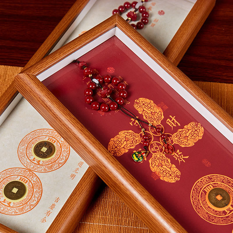 Buddha Stones, monedas de cobre, cinabrio, atraen la fortuna, bendición, marco de fotos, adorno para decoración del hogar. - image 10