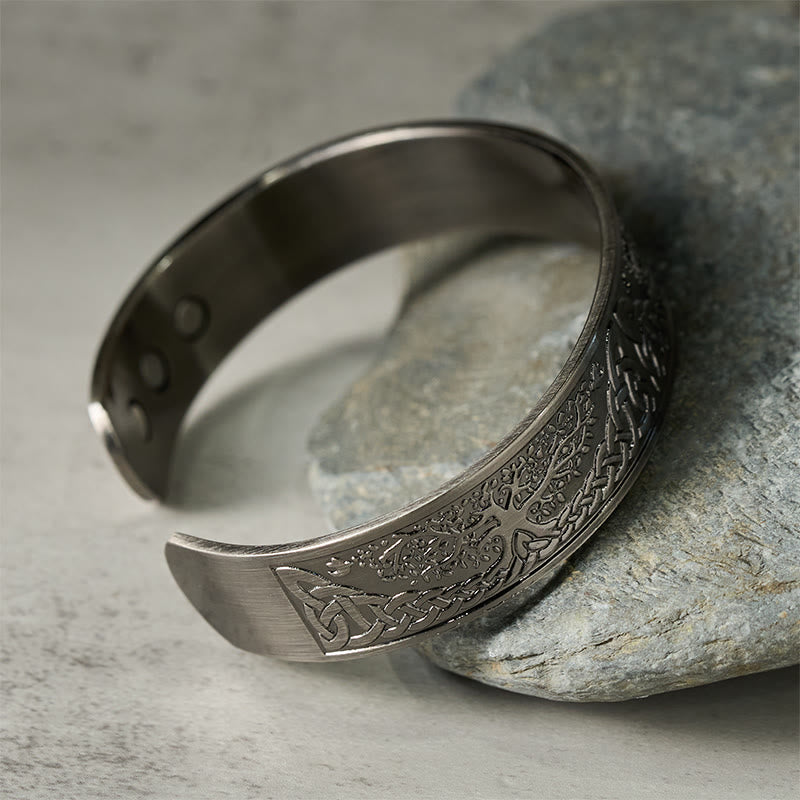 Pulsera brazalete de cobre con Buddha Stones, árbol de la vida, equilibrio abierto y suerte - image 2