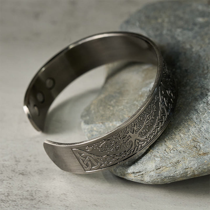 Pulsera brazalete de cobre con Buddha Stones, árbol de la vida, equilibrio abierto y suerte - image 2