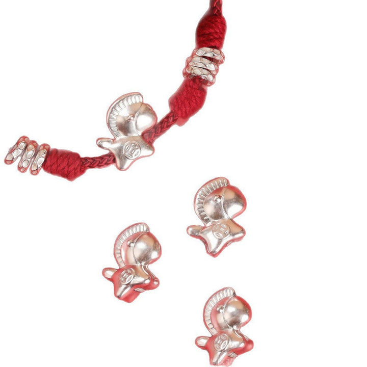 Pulsera de hilo con Buddha Stones en plata de ley 999 y el Año del Caballo de la Libertad - image 13