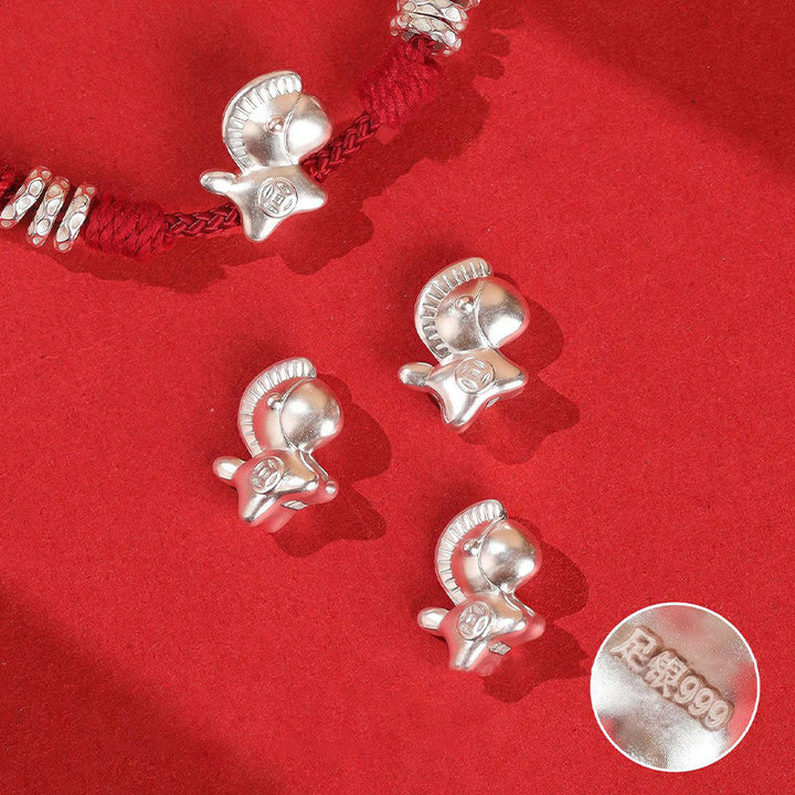 Pulsera de hilo con Buddha Stones en plata de ley 999 y el Año del Caballo de la Libertad - image 12